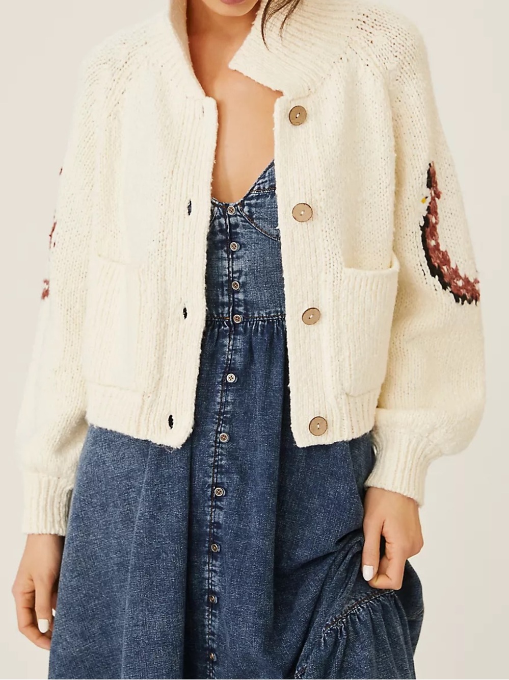 Pilcro by Anthropologie Western Horse Graphic Knit Cardigan Sweater Size MP - Picture 8 of 12